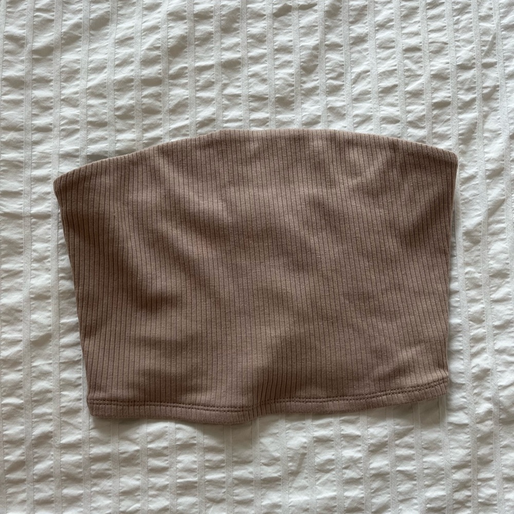 Garage Beige Cropped Tube Top